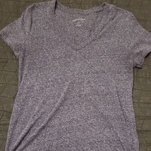 Gray V-Neck Women's Top